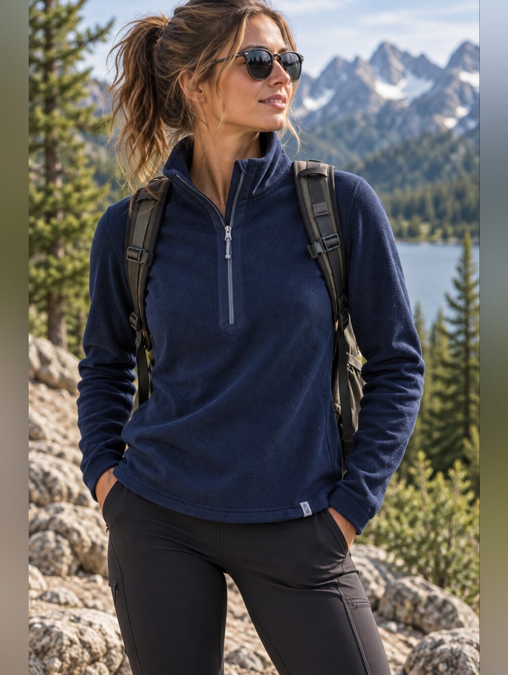 Stio Women's Navy Blue Half-Zip Fleece